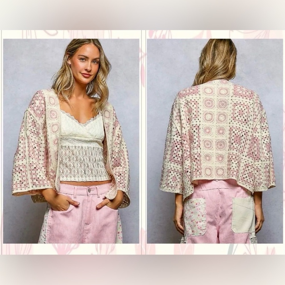 New POL Crochet Granny Square Sweater